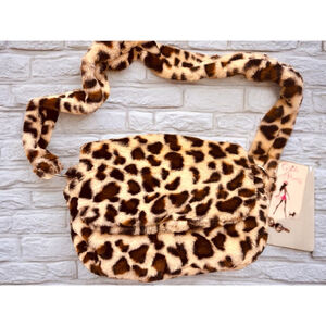 Gilda Paris Women’s Leopard Print Furry Messenger Crossbody Bag Y2K Club Rave